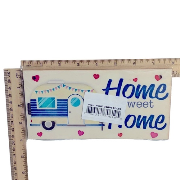 Wooden Camper Sign Home Sweet Home Plaque Retro Vintage Camper White Blue - Picture 8 of 12